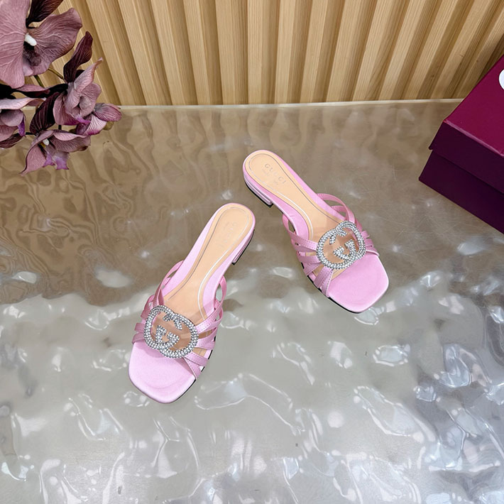 グッチ直営アウトレット店 GUCCI クリスタル インターロッキングG付き スライドサンダル 2628284 グッチ 靴 レディース - 画像 (2)