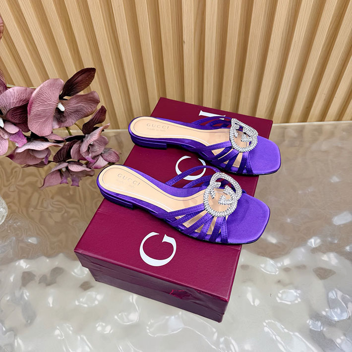 グッチ直営アウトレット店 GUCCI クリスタル インターロッキングG付き スライドサンダル 2628285 グッチ 靴 アウトレット - 画像 (7)