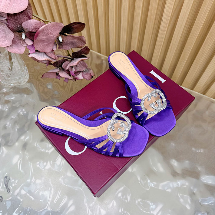 グッチ直営アウトレット店 GUCCI クリスタル インターロッキングG付き スライドサンダル 2628285 グッチ 靴 アウトレット - 画像 (6)