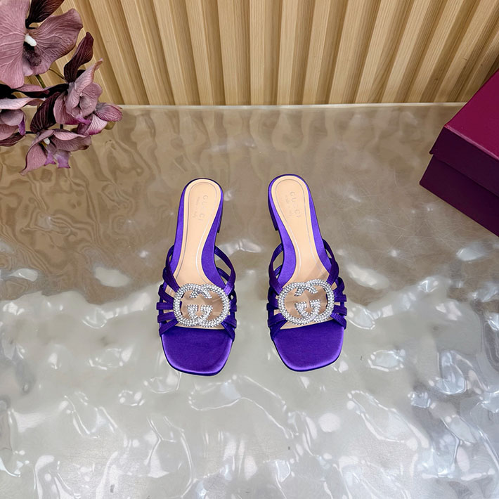 グッチ直営アウトレット店 GUCCI クリスタル インターロッキングG付き スライドサンダル 2628285 グッチ 靴 アウトレット - 画像 (4)