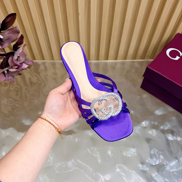 グッチ直営アウトレット店 GUCCI クリスタル インターロッキングG付き スライドサンダル 2628285 グッチ 靴 アウトレット - 画像 (3)