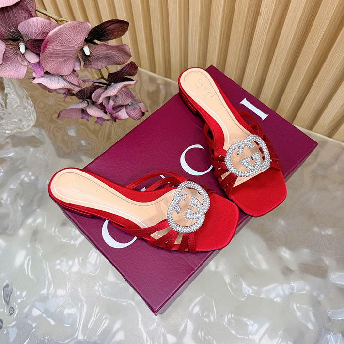 グッチ直営アウトレット店 GUCCI クリスタル インターロッキングG付き スライドサンダル 2628286 グッチ 靴 サイズ表 レディース - 画像 (6)