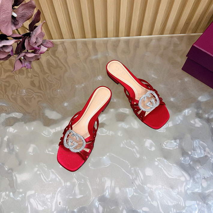 グッチ直営アウトレット店 GUCCI クリスタル インターロッキングG付き スライドサンダル 2628286 グッチ 靴 サイズ表 レディース - 画像 (2)