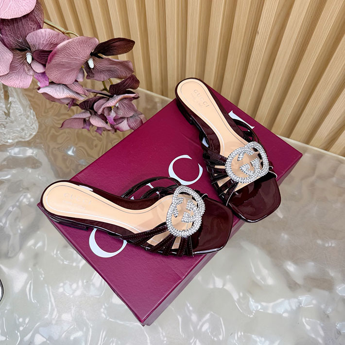 グッチ直営アウトレット店 GUCCI クリスタル インターロッキングG付き スライドサンダル 2628287 サンダル レディース 人気ブランド - 画像 (6)