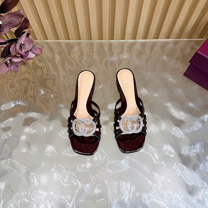 グッチ直営アウトレット店 GUCCI クリスタル インターロッキングG付き スライドサンダル 2628287 サンダル レディース 人気ブランド - 画像 (4)