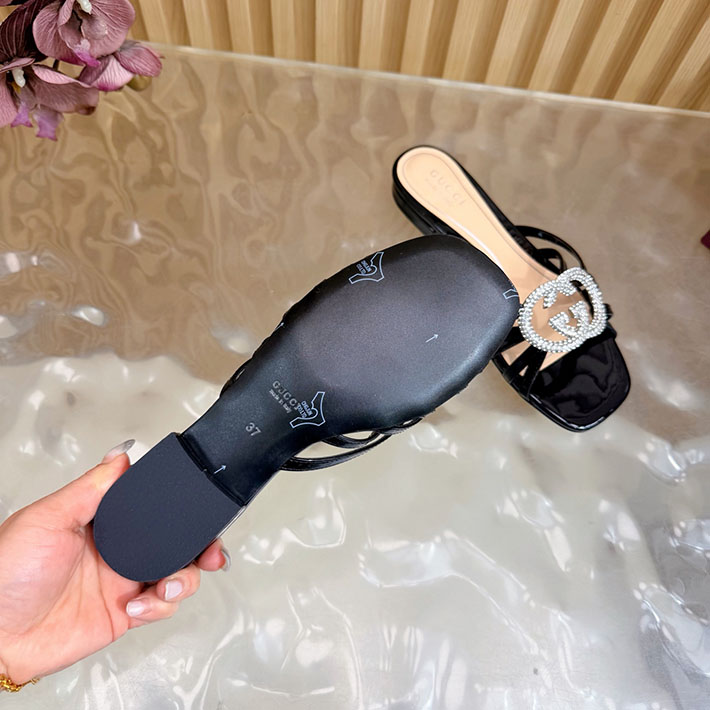 グッチ直営アウトレット店 GUCCI クリスタル インターロッキングG付き スライドサンダル 2628288 サンダル レディース 歩きやすい ブランド - 画像 (9)