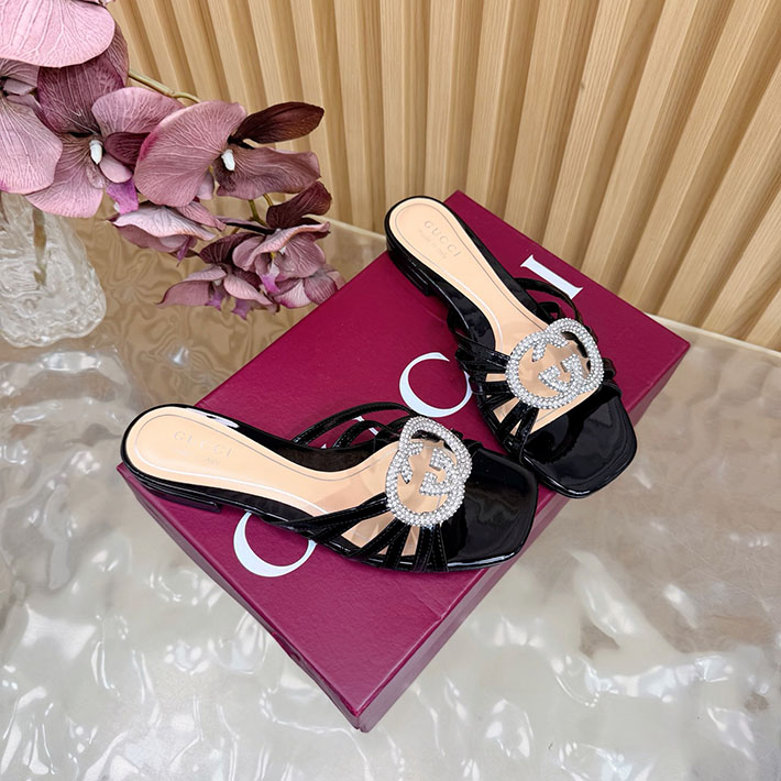 グッチ直営アウトレット店 GUCCI クリスタル インターロッキングG付き スライドサンダル 2628288 サンダル レディース 歩きやすい ブランド - 画像 (7)