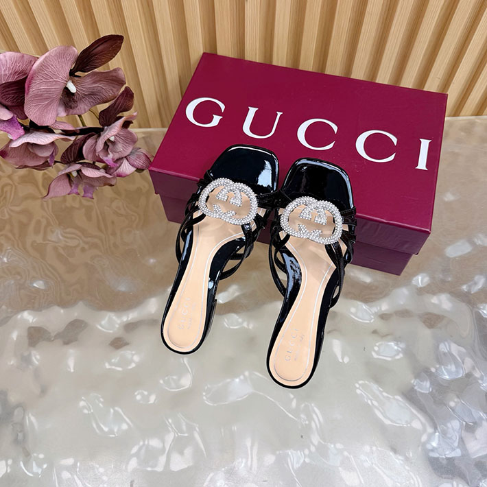 グッチ直営アウトレット店 GUCCI クリスタル インターロッキングG付き スライドサンダル 2628288 サンダル レディース 歩きやすい ブランド - 画像 (6)