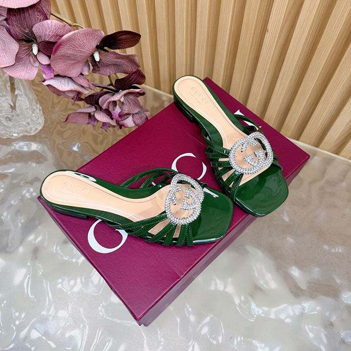 グッチ直営アウトレット店 GUCCI クリスタル インターロッキングG付き スライドサンダル 2628289 サンダル ブランド 高級 レディース - 画像 (7)