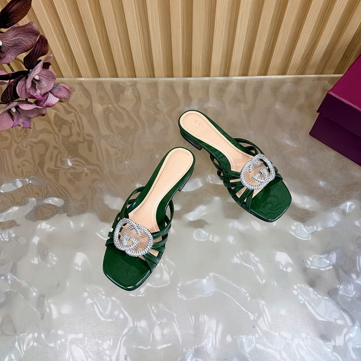 グッチ直営アウトレット店 GUCCI クリスタル インターロッキングG付き スライドサンダル 2628289 サンダル ブランド 高級 レディース - 画像 (3)