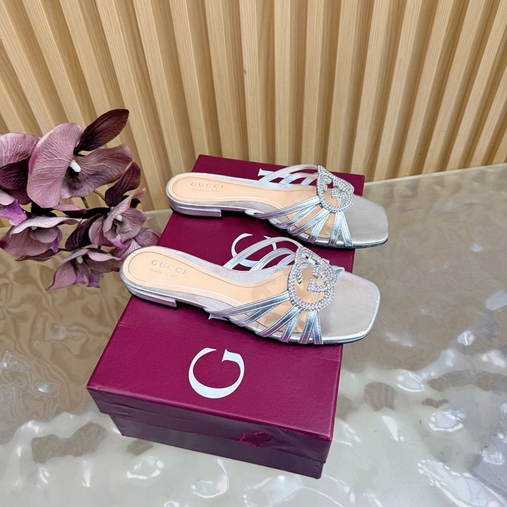 グッチ直営アウトレット店 GUCCI クリスタル インターロッキングG付き スライドサンダル 2628290 サンダル ブランド レディース 20代 - 画像 (9)