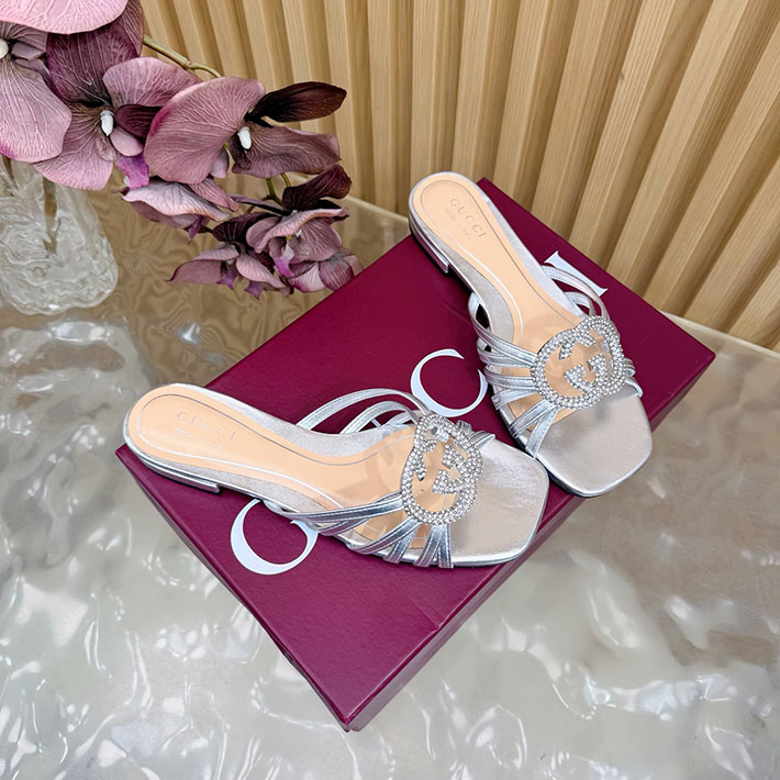 グッチ直営アウトレット店 GUCCI クリスタル インターロッキングG付き スライドサンダル 2628290 サンダル ブランド レディース 20代 - 画像 (8)