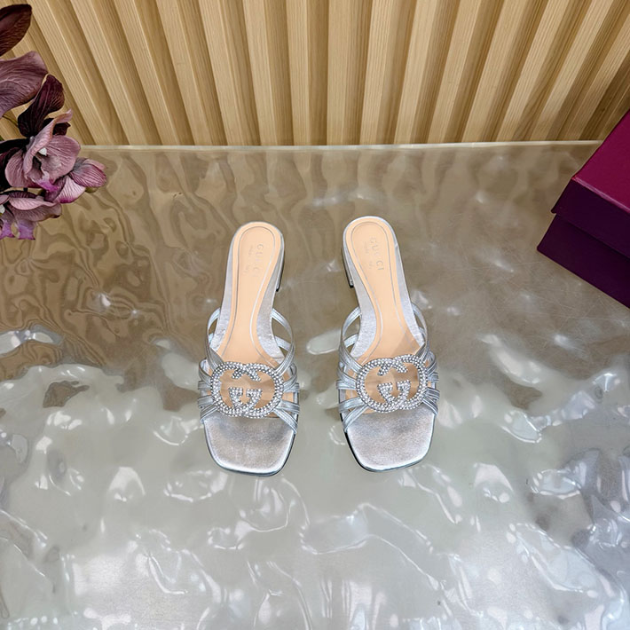 グッチ直営アウトレット店 GUCCI クリスタル インターロッキングG付き スライドサンダル 2628290 サンダル ブランド レディース 20代 - 画像 (6)