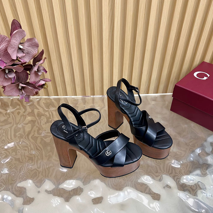 グッチ直営アウトレット店 GUCCI 50mm ダブルG レザー プラットフォームサンダル 2628291 グッチ サンダル アウトレット - 画像 (9)