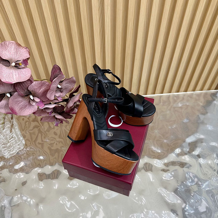 グッチ直営アウトレット店 GUCCI 50mm ダブルG レザー プラットフォームサンダル 2628291 グッチ サンダル アウトレット - 画像 (7)