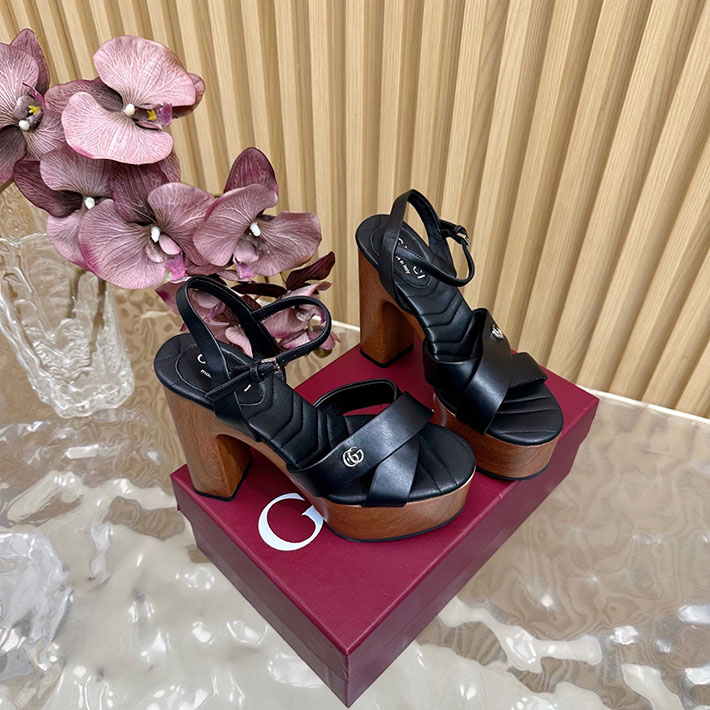 グッチ直営アウトレット店 GUCCI 50mm ダブルG レザー プラットフォームサンダル 2628291 グッチ サンダル アウトレット - 画像 (6)