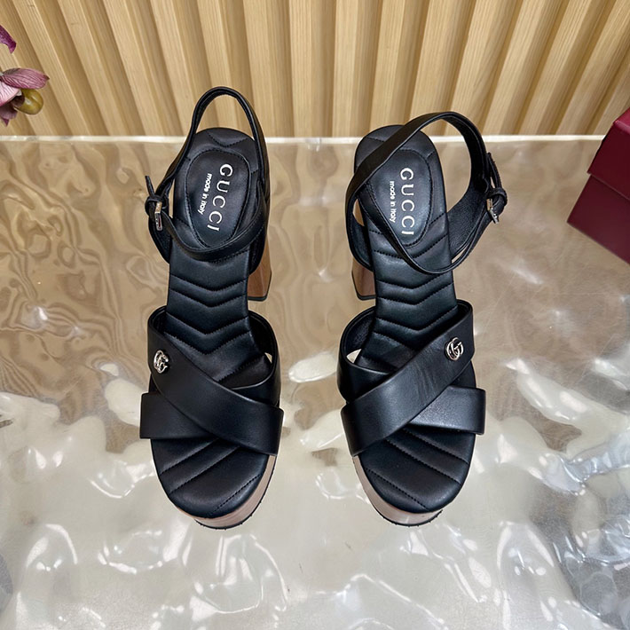 グッチ直営アウトレット店 GUCCI 50mm ダブルG レザー プラットフォームサンダル 2628291 グッチ サンダル アウトレット - 画像 (4)