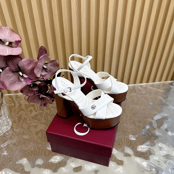 グッチ直営アウトレット店 GUCCI 50mm ダブルG レザー プラットフォームサンダル 2628292 グッチ サンダル 厚底 - 画像 (8)