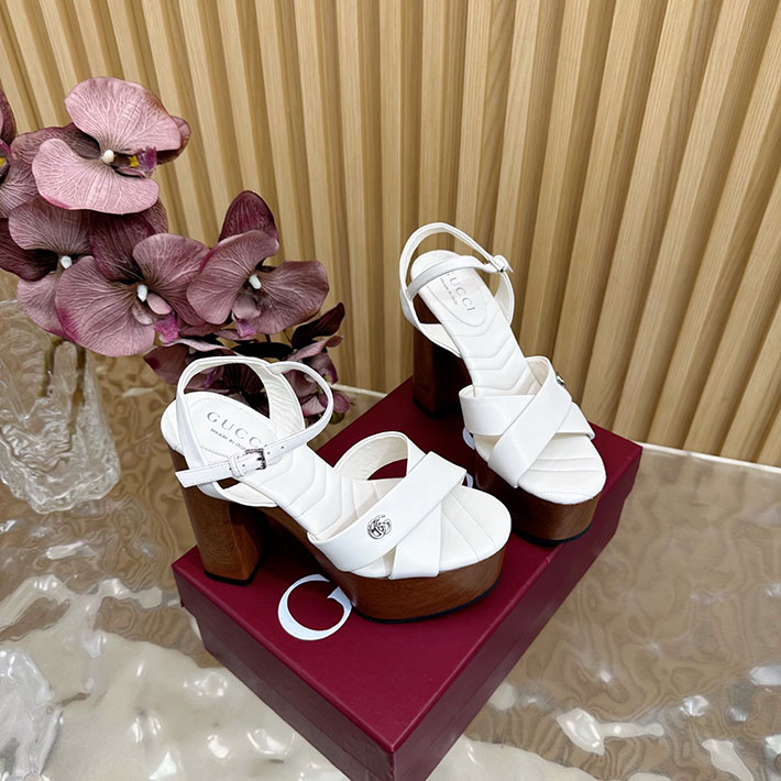 グッチ直営アウトレット店 GUCCI 50mm ダブルG レザー プラットフォームサンダル 2628292 グッチ サンダル 厚底 - 画像 (6)