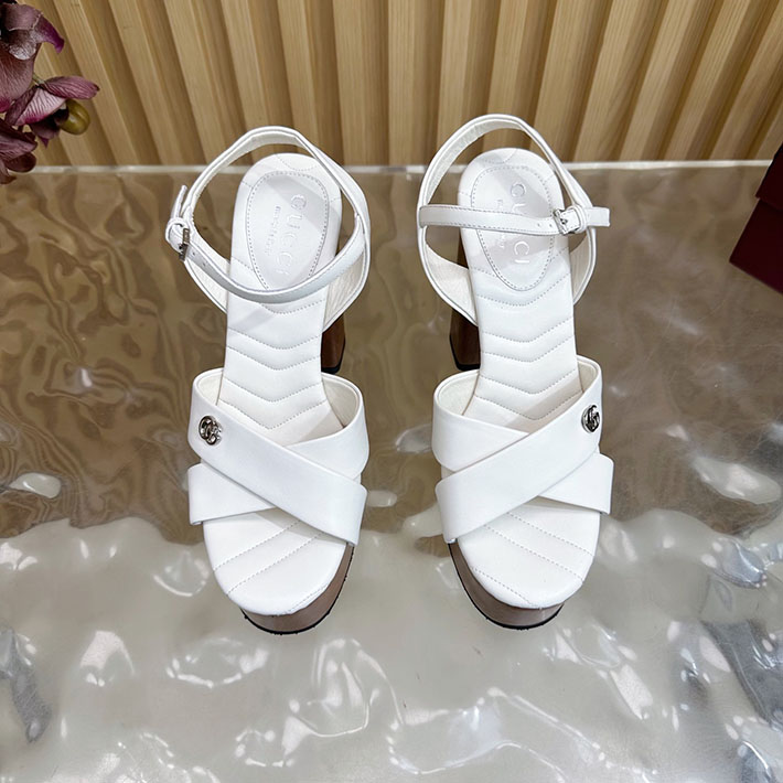 グッチ直営アウトレット店 GUCCI 50mm ダブルG レザー プラットフォームサンダル 2628292 グッチ サンダル 厚底 - 画像 (4)