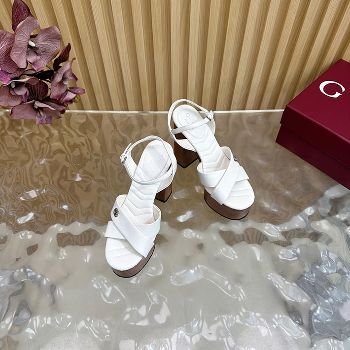 グッチ直営アウトレット店 GUCCI 50mm ダブルG レザー プラットフォームサンダル 2628292 グッチ サンダル 厚底 - 画像 (3)