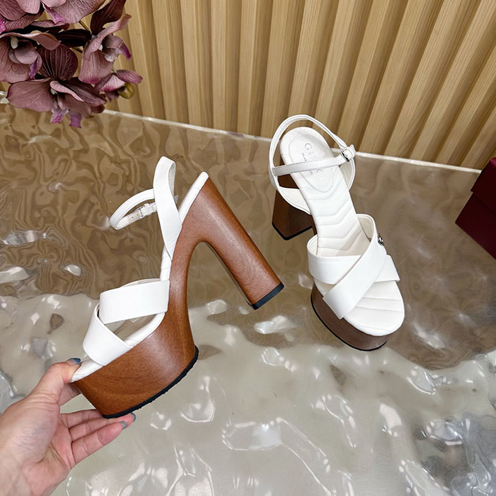 グッチ直営アウトレット店 GUCCI 50mm ダブルG レザー プラットフォームサンダル 2628292 グッチ サンダル 厚底 - 画像 (2)