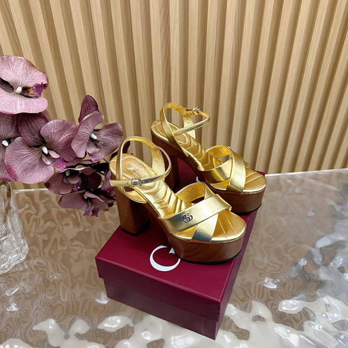 グッチ直営アウトレット店 GUCCI 50mm ダブルG レザー プラットフォームサンダル 2628293 GUCCI ピンヒール - 画像 (8)