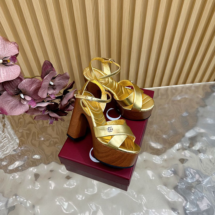 グッチ直営アウトレット店 GUCCI 50mm ダブルG レザー プラットフォームサンダル 2628293 GUCCI ピンヒール - 画像 (7)