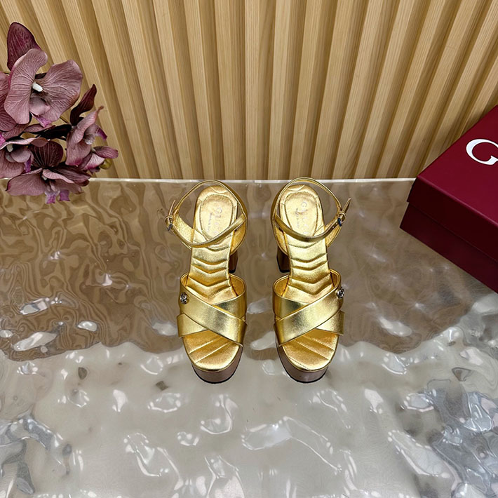 グッチ直営アウトレット店 GUCCI 50mm ダブルG レザー プラットフォームサンダル 2628293 GUCCI ピンヒール - 画像 (5)