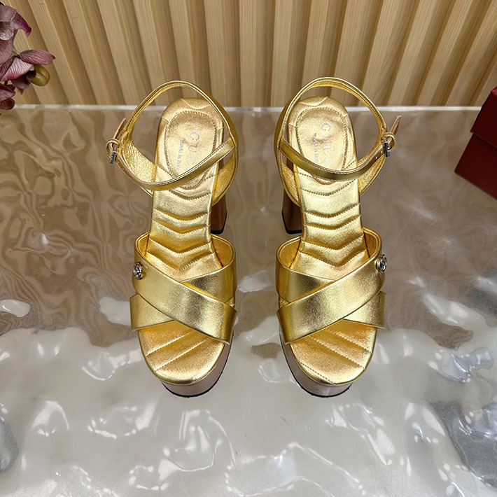 グッチ直営アウトレット店 GUCCI 50mm ダブルG レザー プラットフォームサンダル 2628293 GUCCI ピンヒール - 画像 (4)