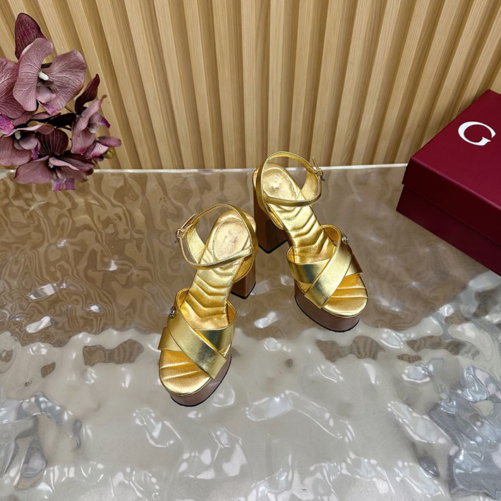 グッチ直営アウトレット店 GUCCI 50mm ダブルG レザー プラットフォームサンダル 2628293 GUCCI ピンヒール - 画像 (3)