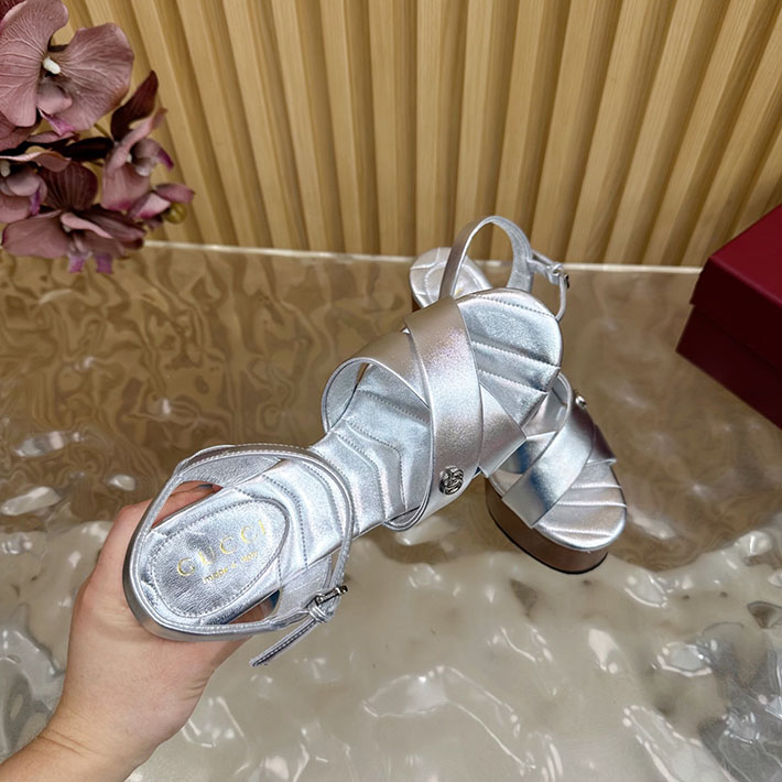 グッチ直営アウトレット店 GUCCI 50mm ダブルG レザー プラットフォームサンダル 2628294 グッチ 靴 レディース アウトレット - 画像 (9)