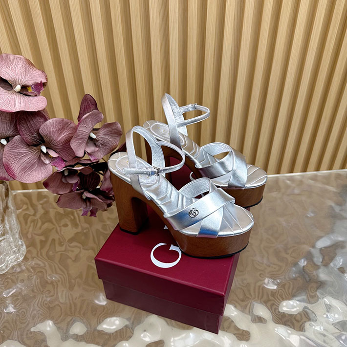 グッチ直営アウトレット店 GUCCI 50mm ダブルG レザー プラットフォームサンダル 2628294 グッチ 靴 レディース アウトレット - 画像 (8)