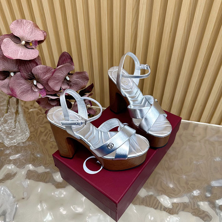 グッチ直営アウトレット店 GUCCI 50mm ダブルG レザー プラットフォームサンダル 2628294 グッチ 靴 レディース アウトレット - 画像 (6)