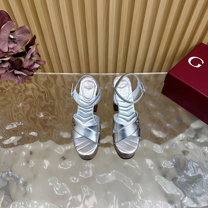 グッチ直営アウトレット店 GUCCI 50mm ダブルG レザー プラットフォームサンダル 2628294 グッチ 靴 レディース アウトレット - 画像 (5)