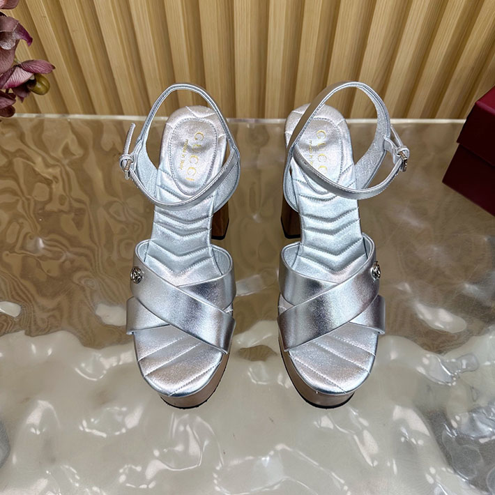 グッチ直営アウトレット店 GUCCI 50mm ダブルG レザー プラットフォームサンダル 2628294 グッチ 靴 レディース アウトレット - 画像 (4)