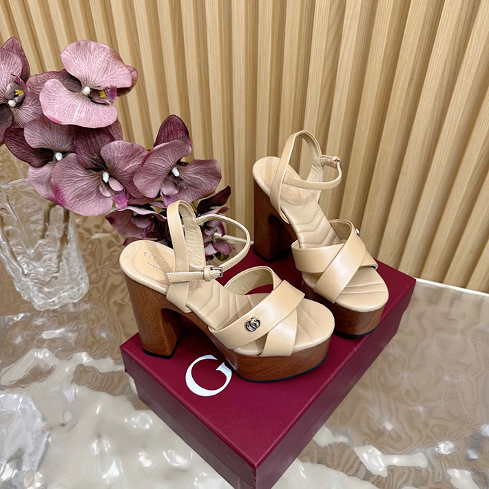 グッチ直営アウトレット店 GUCCI 50mm ダブルG レザー プラットフォームサンダル 2628295 グッチ 靴 レディース 人気 - 画像 (6)