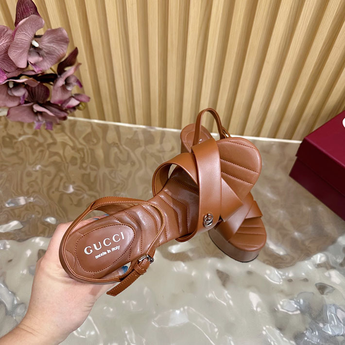 グッチ直営アウトレット店 GUCCI 50mm ダブルG レザー プラットフォームサンダル 2628296 グッチ 靴 アウトレット - 画像 (9)