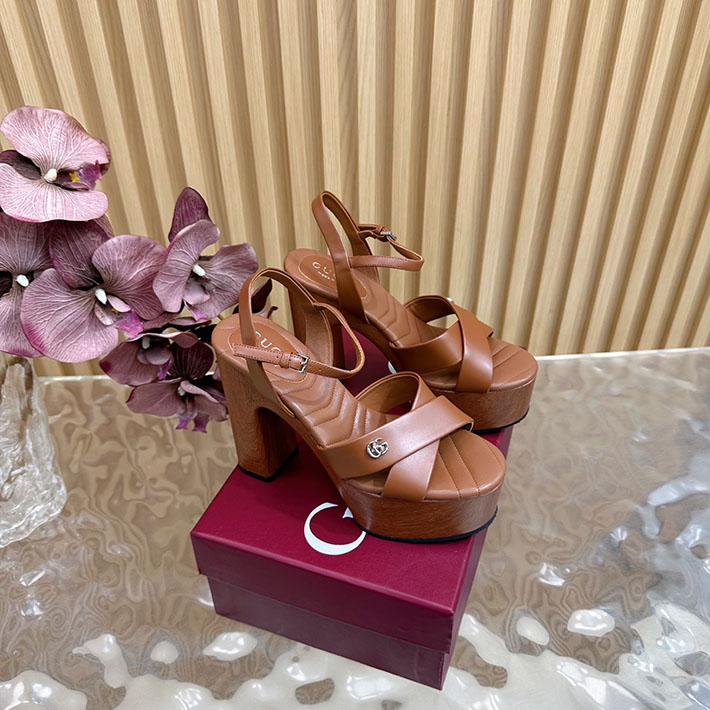 グッチ直営アウトレット店 GUCCI 50mm ダブルG レザー プラットフォームサンダル 2628296 グッチ 靴 アウトレット - 画像 (8)