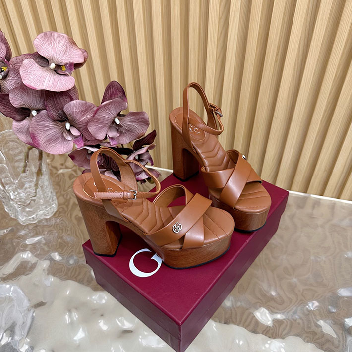 グッチ直営アウトレット店 GUCCI 50mm ダブルG レザー プラットフォームサンダル 2628296 グッチ 靴 アウトレット - 画像 (6)