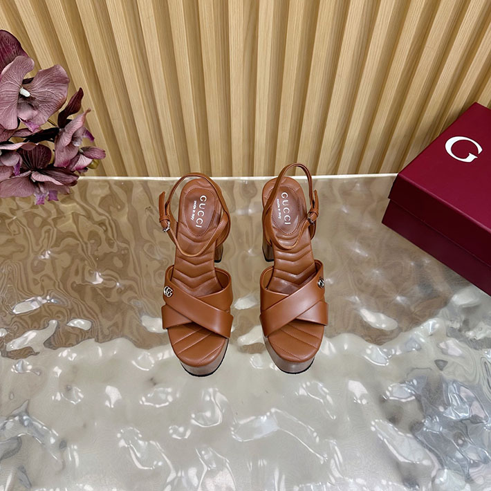 グッチ直営アウトレット店 GUCCI 50mm ダブルG レザー プラットフォームサンダル 2628296 グッチ 靴 アウトレット - 画像 (5)