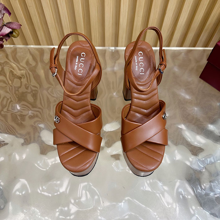 グッチ直営アウトレット店 GUCCI 50mm ダブルG レザー プラットフォームサンダル 2628296 グッチ 靴 アウトレット - 画像 (4)