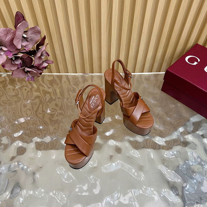 グッチ直営アウトレット店 GUCCI 50mm ダブルG レザー プラットフォームサンダル 2628296 グッチ 靴 アウトレット - 画像 (3)