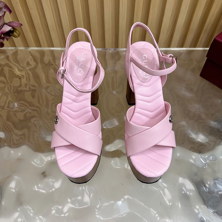 グッチ直営アウトレット店 GUCCI 50mm ダブルG レザー プラットフォームサンダル 2628297 サンダル ヒール 高め 歩きやすい - 画像 (4)