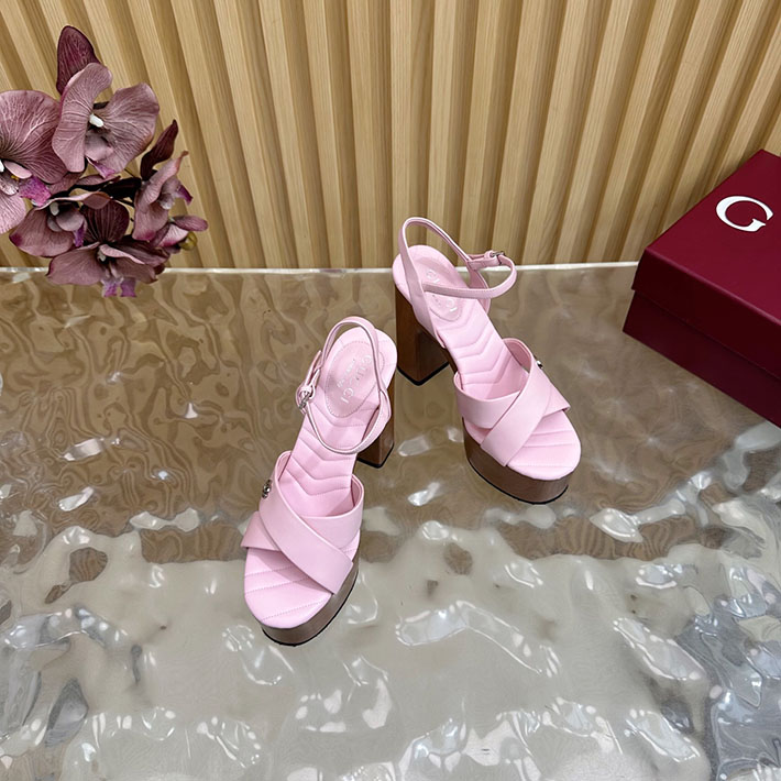 グッチ直営アウトレット店 GUCCI 50mm ダブルG レザー プラットフォームサンダル 2628297 サンダル ヒール 高め 歩きやすい - 画像 (3)