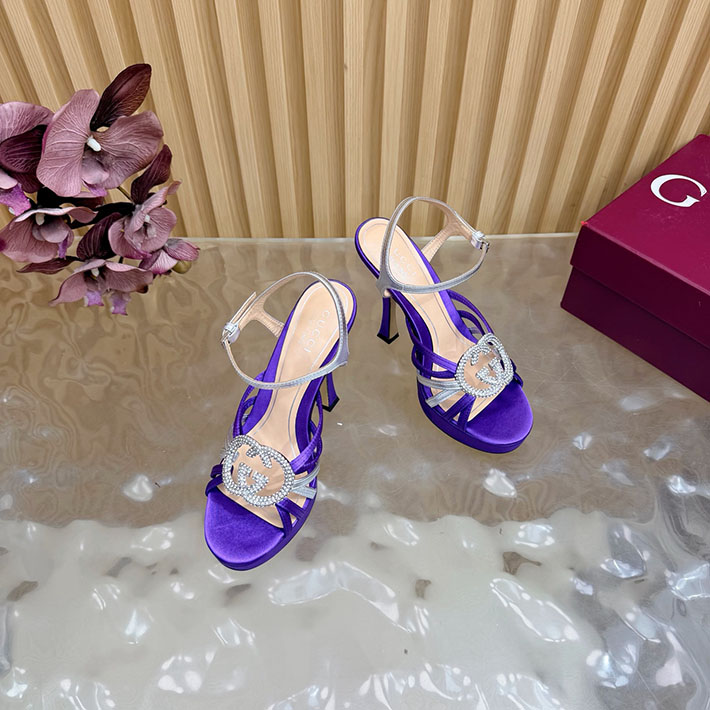 グッチ直営アウトレット店 GUCCI 105mm pump with crystal Interlocking G 2628306 グッチ サンダル 厚底 - 画像 (4)