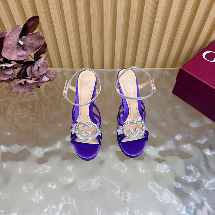 グッチ直営アウトレット店 GUCCI 105mm pump with crystal Interlocking G 2628306 グッチ サンダル 厚底 - 画像 (6)