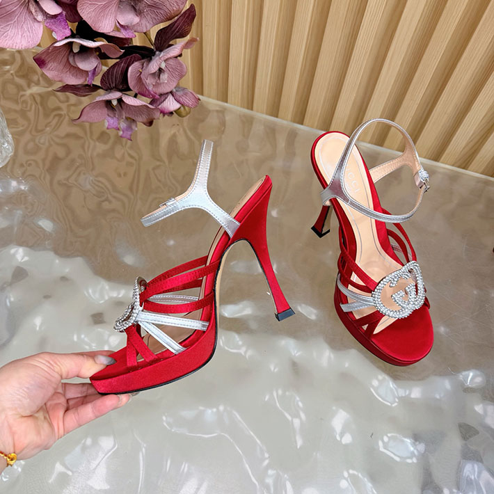 グッチ直営アウトレット店 GUCCI 105mm pump with crystal Interlocking G 2628309 サンダル ヒール 高め 歩きやすい - 画像 (3)