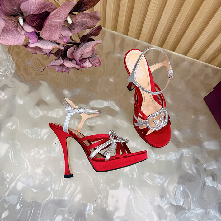 グッチ直営アウトレット店 GUCCI 105mm pump with crystal Interlocking G 2628309 サンダル ヒール 高め 歩きやすい - 画像 (2)