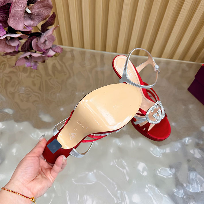 グッチ直営アウトレット店 GUCCI 105mm pump with crystal Interlocking G 2628309 サンダル ヒール 高め 歩きやすい - 画像 (12)